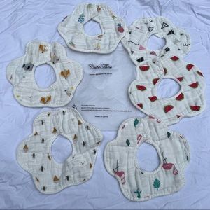 6-pack Adorable Cotton Baby Bibs - NEW